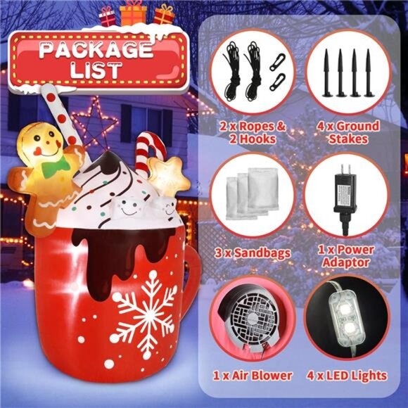 Inflatable Christmas Decorations Outdoor 6ft Cute Giant...
